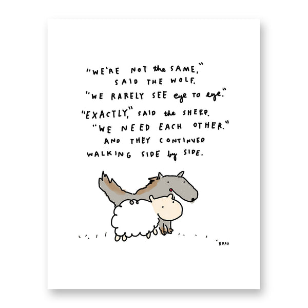 Wolf & Sheep We Need Each Other Print